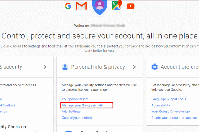 account activity on google